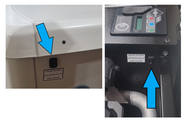Auxiliary Shutdown Switch locations on air cooled generators