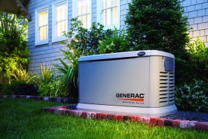 Generac air-cooled backup generator standing ready to provide reliable power during outages.